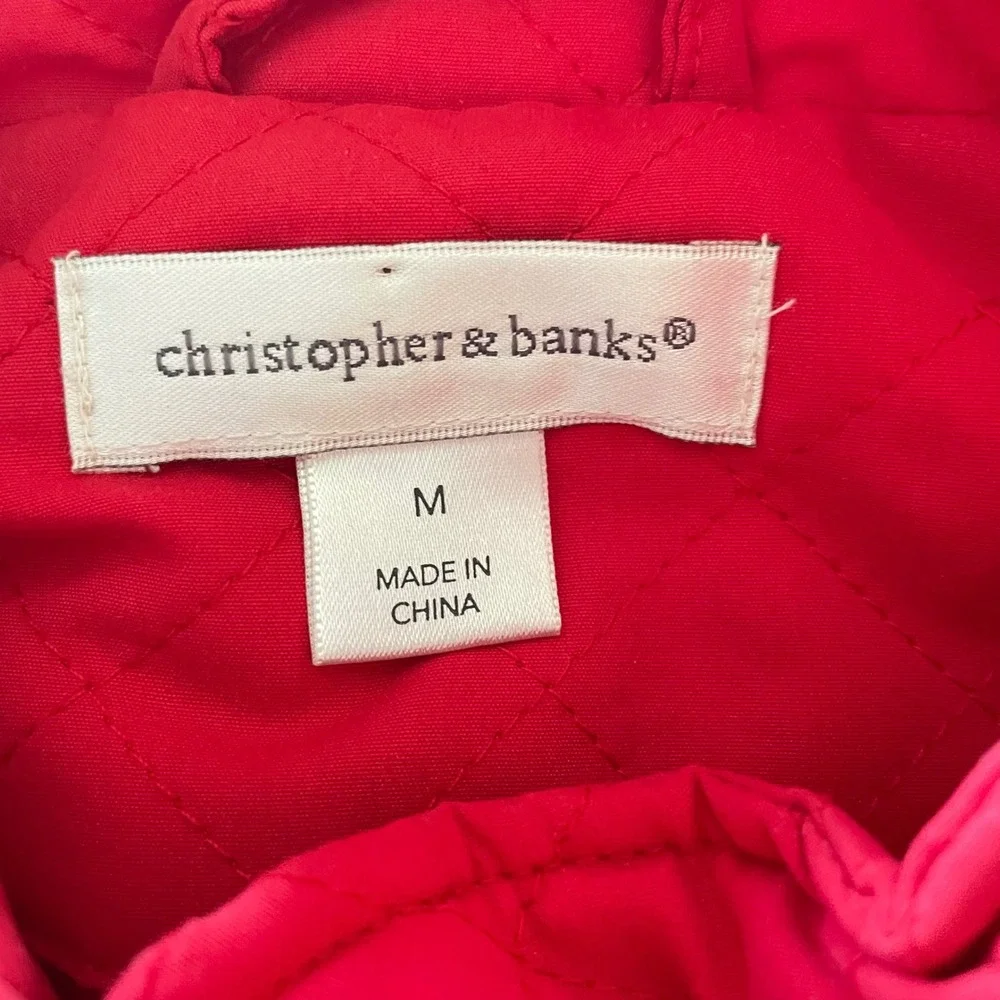 Christopher & Banks Quilted Vest Women Medium Red Pocket Classic Layering Preppy - Picture 4 of 6